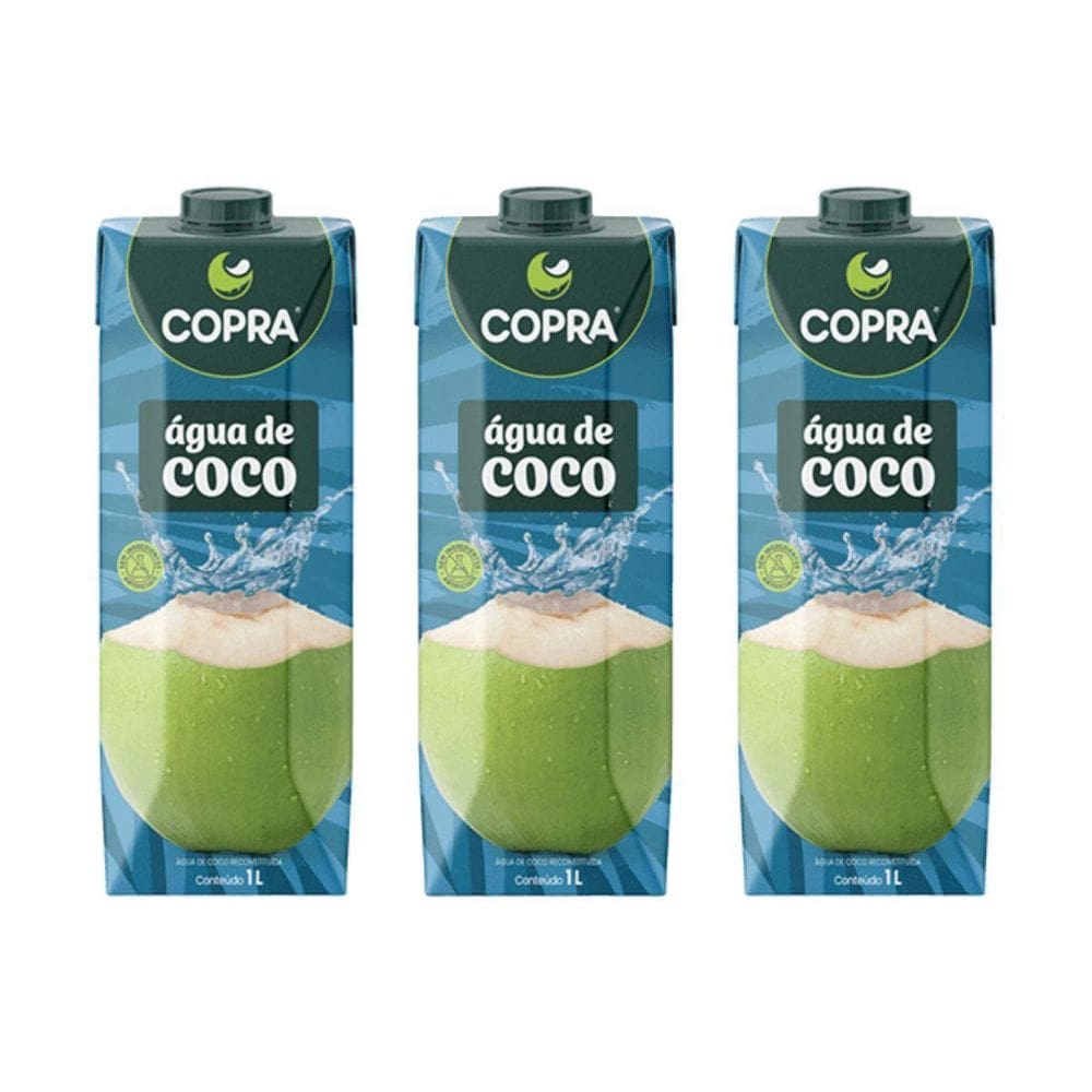 Kit 3 Agua De Coco 1 Litro Bebida Natural Hidratante