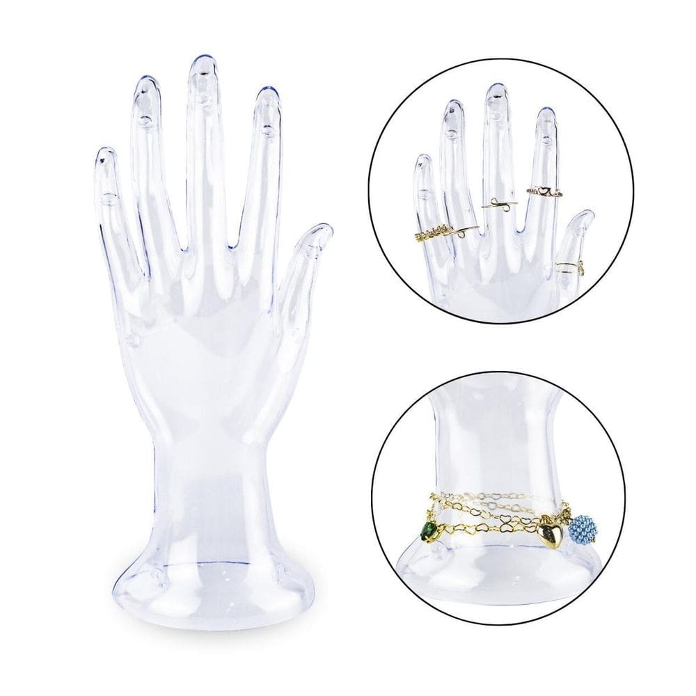 Mão Transparente Expositora Joias Bijuterias Anéis Aliança