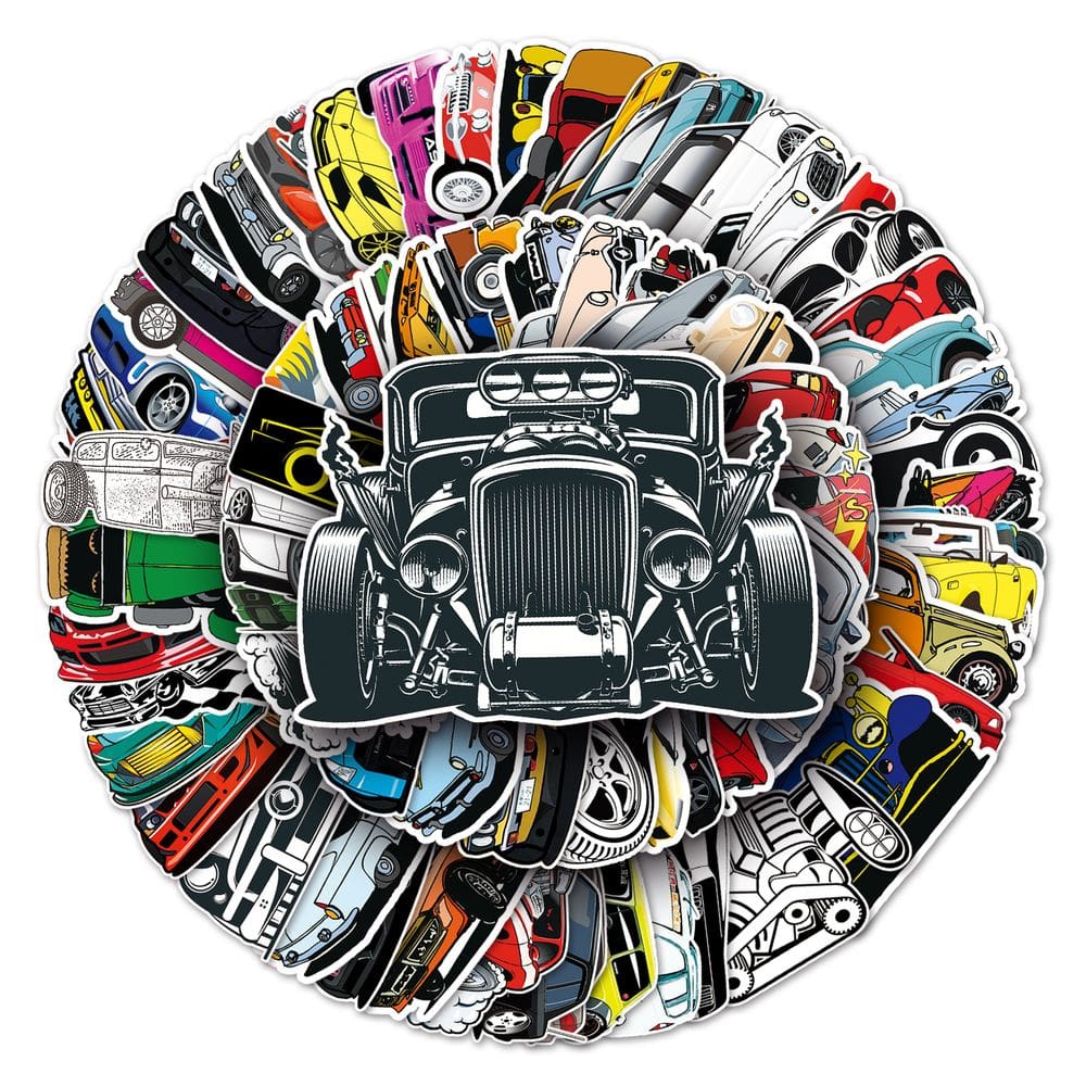 Pacote de adesivos: Cartoon Car Anime, vinil impermeável, 112 unidades