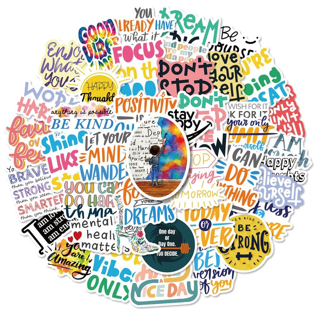 Pacote de adesivos Inspirational Text Anime, vinil impermeável, 50 unidades