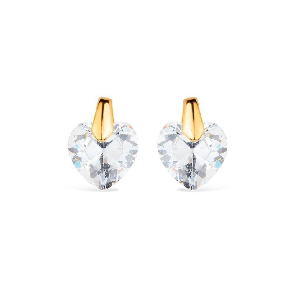 Brinco Dourado De Pedra Zircônia Em Formato De Coração