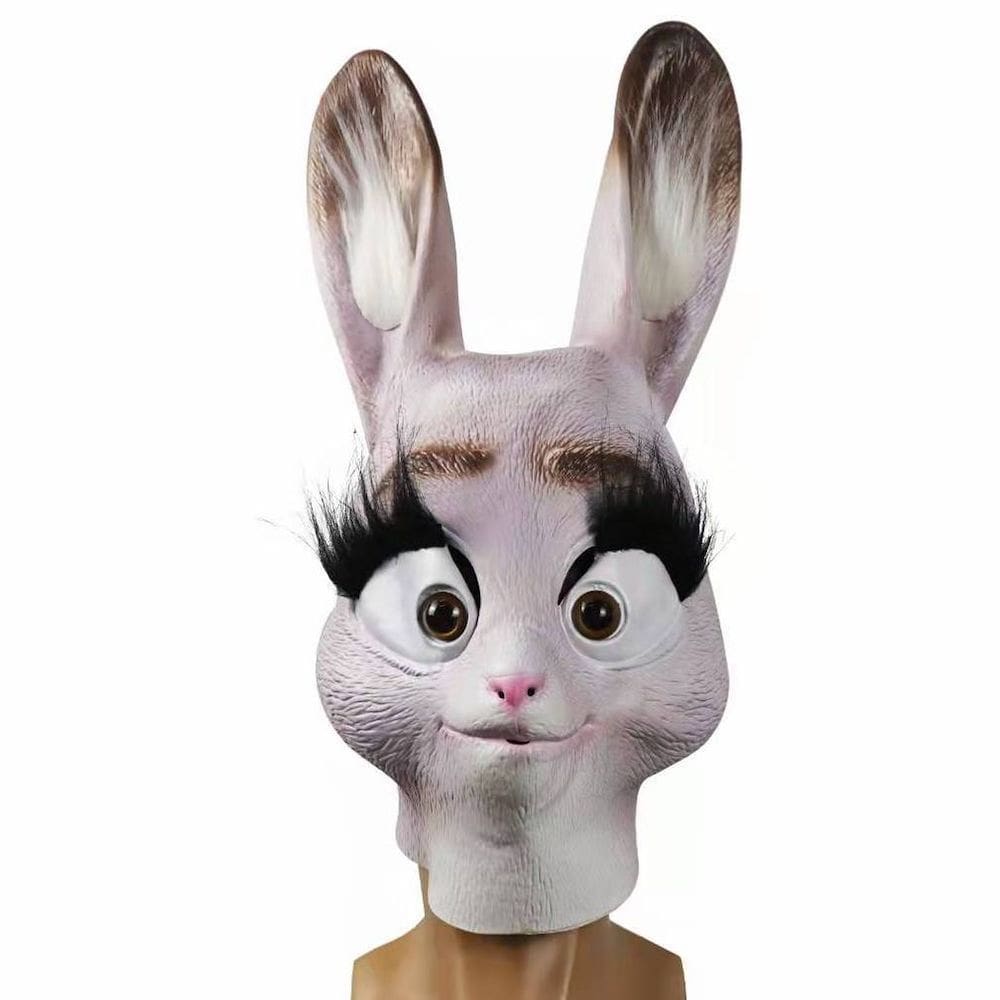 Máscara facial completa Judy Rabbit Latex para fantasia de festa Hood Hal