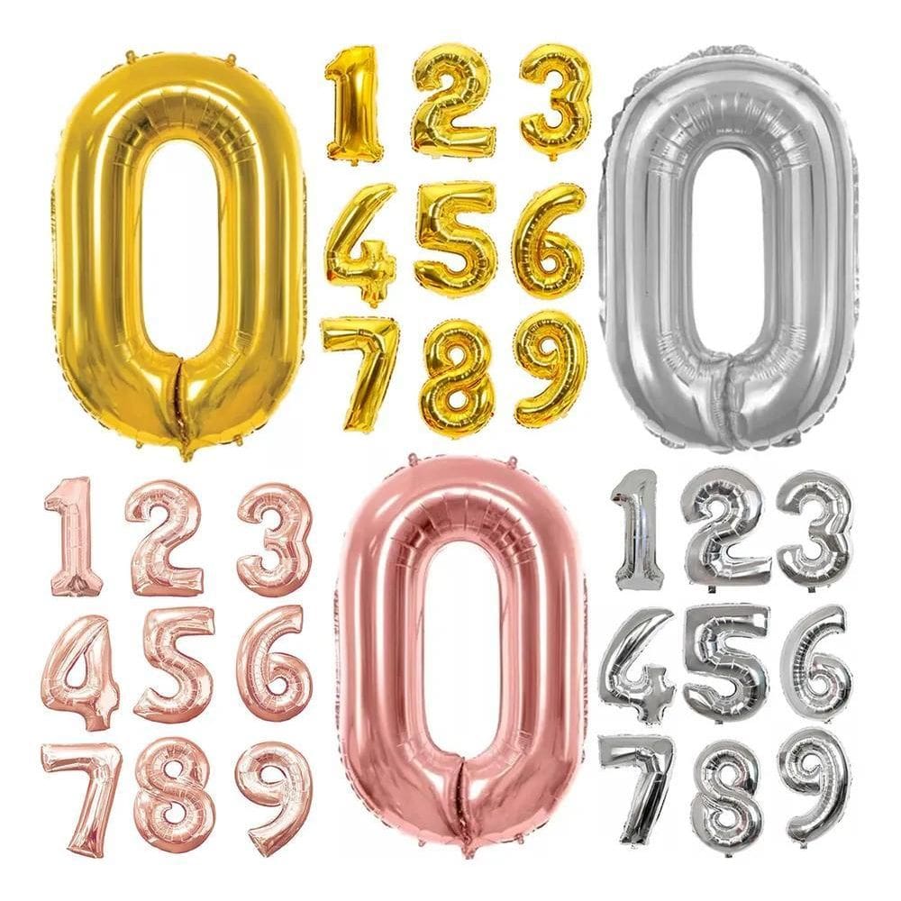 2X Balão Número Metalizado Bexiga Festa Aniversário Todas Co