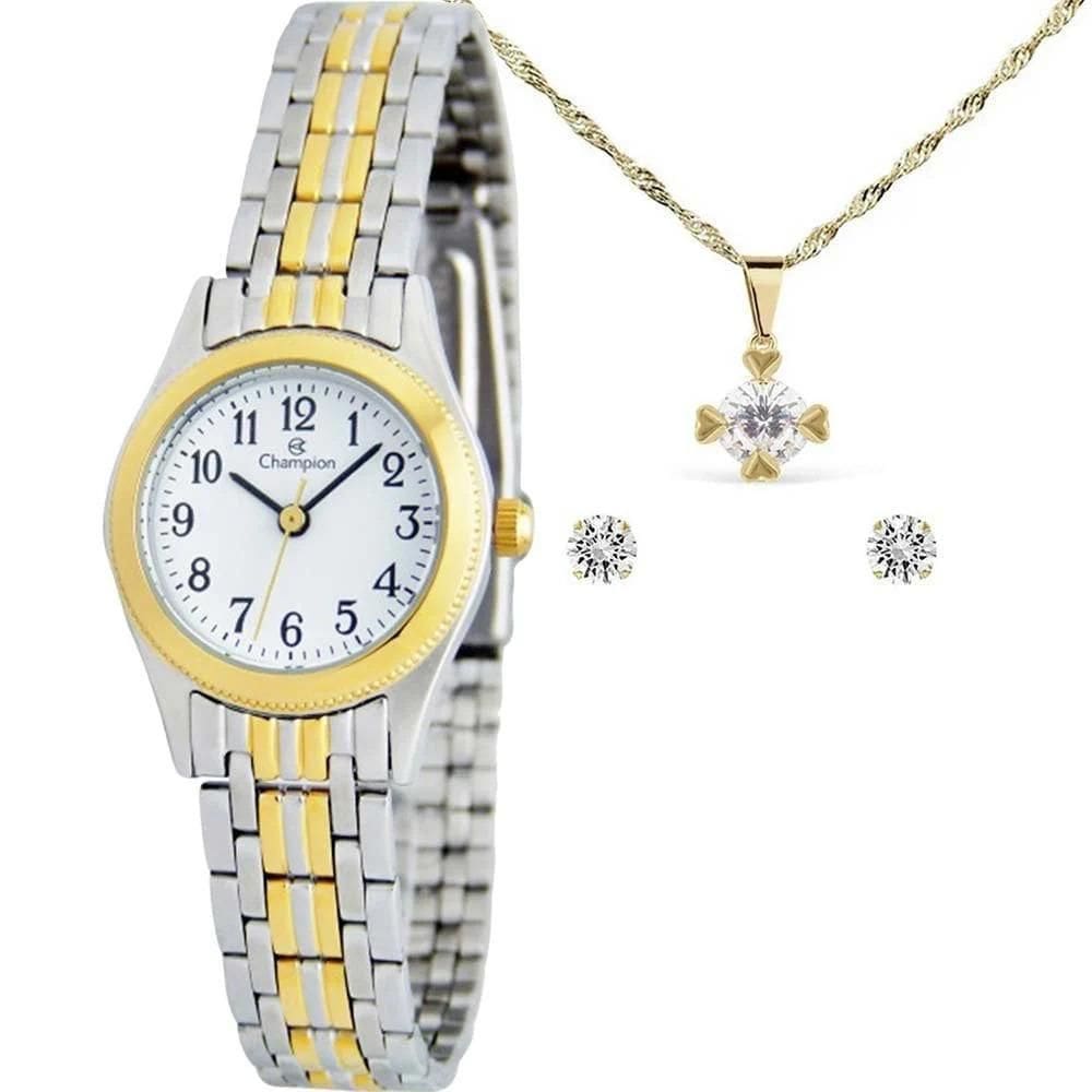 Kit Relógio Champion Feminino Com Colar E Brincos Ch27069E