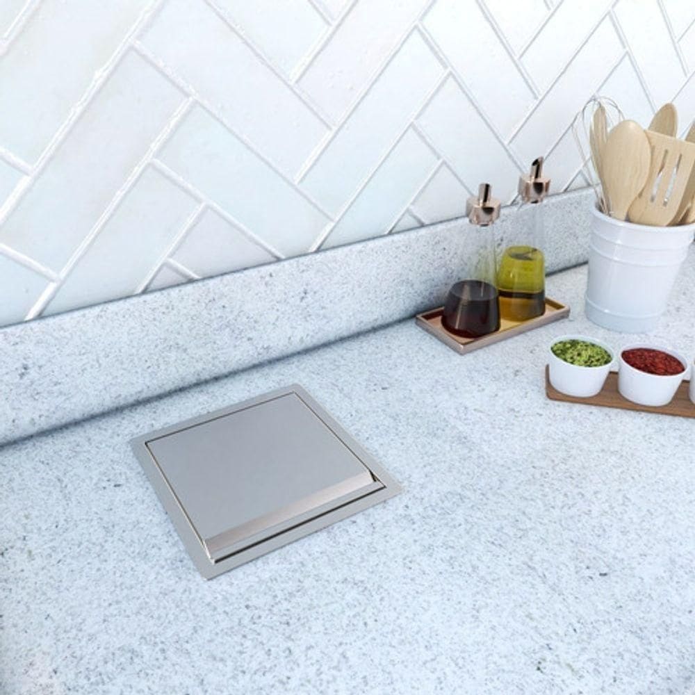 Lixeira Lixo Com Alça Embutida Aço Inox 5 Litros Escovado