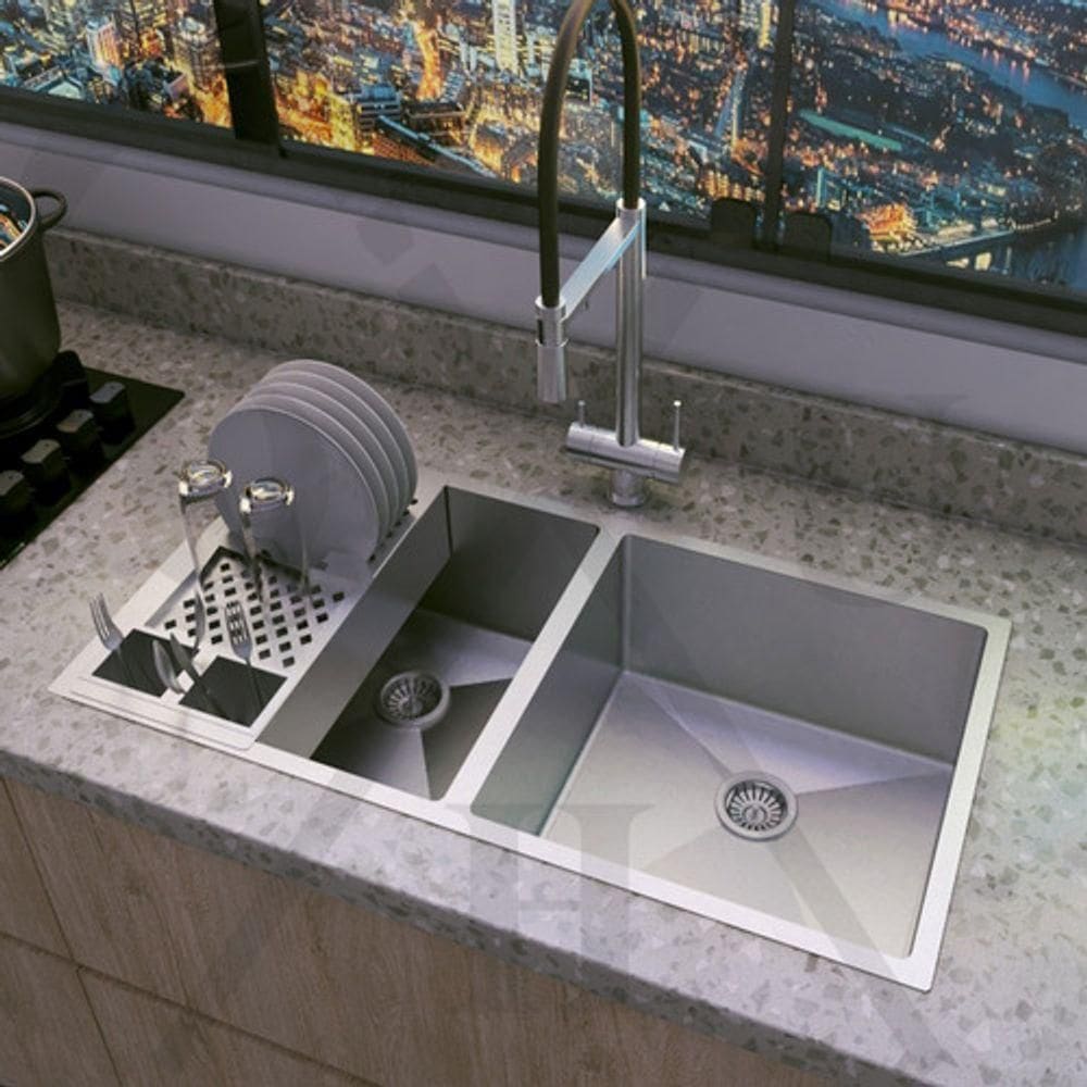 Cuba Dupla Cozinha Gourmet Inox Lixeira Cor Prateado Dupla Luxo