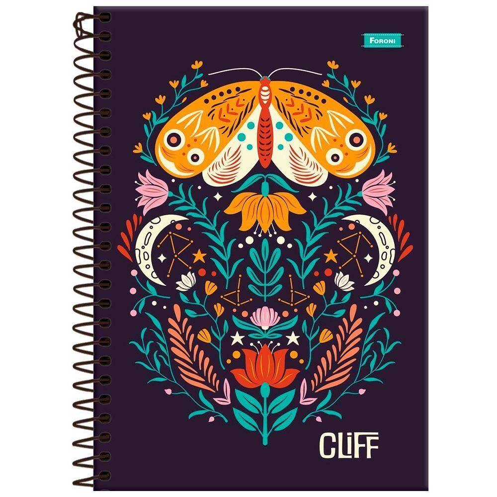 Caderno 1/4 Esp 160Fls Cliff Feminino Mariposa Foroni