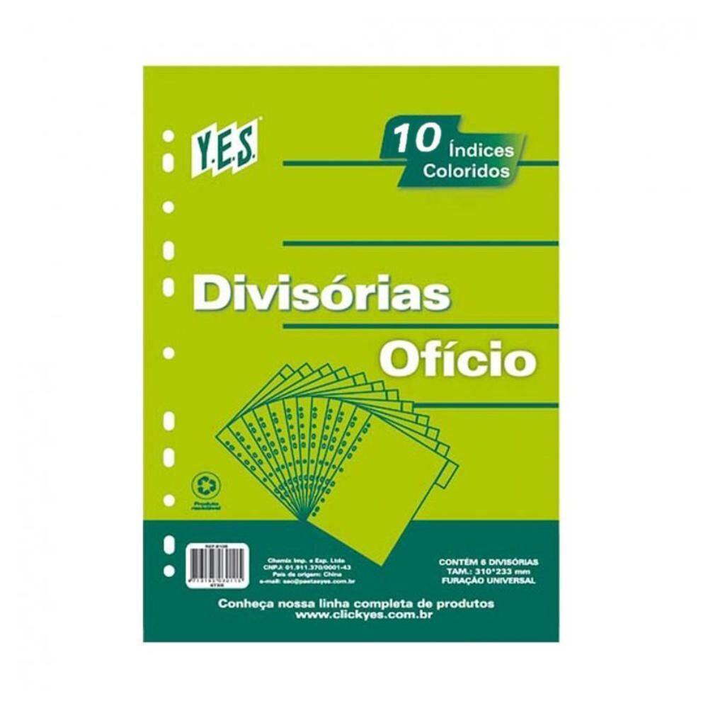 Divisória Para Fichário Ofício Yes 10 Divisões C/Visor Color