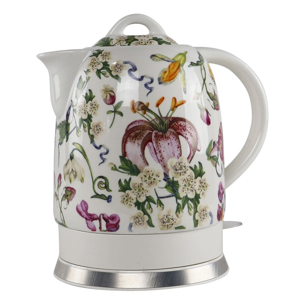 Chaleira Elétrica de Porcelana Elegance 1,5L Branca Floral 127v