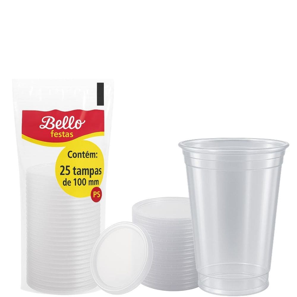 Copo Descartável 550Ml Liso Com Tampa 50 Un.