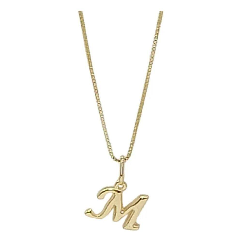 2X Colar Corrente Letra Lisa Inicial Presente Banhado Ouro 1