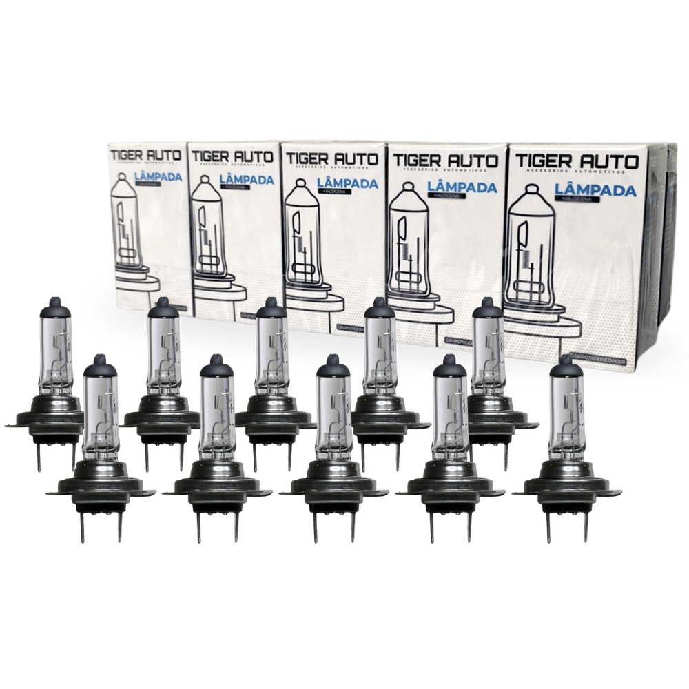 Kit 5 Pares Lâmpadas Automotiva Halógna H7 3200K 12V 55W Tiger Auto