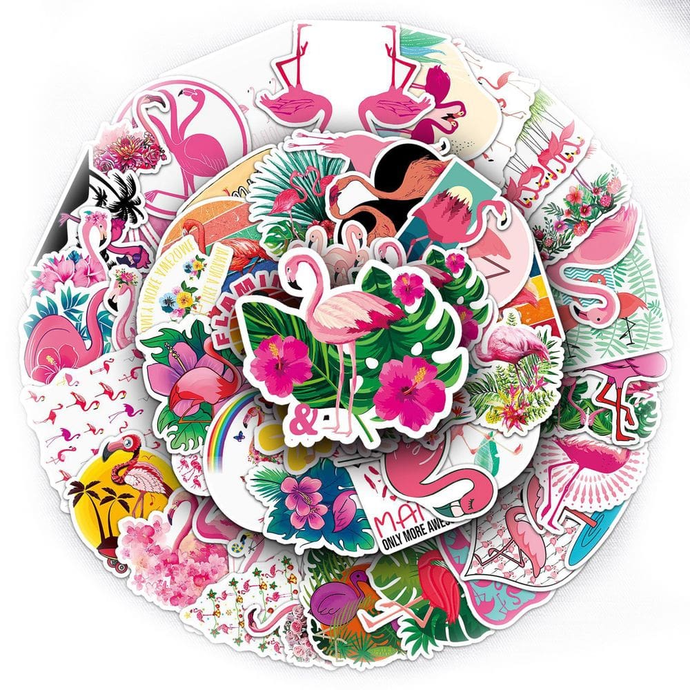 Adesivos Flamingos, vinil impermeável, anime, 100 unidades/lote, 5-7 cm
