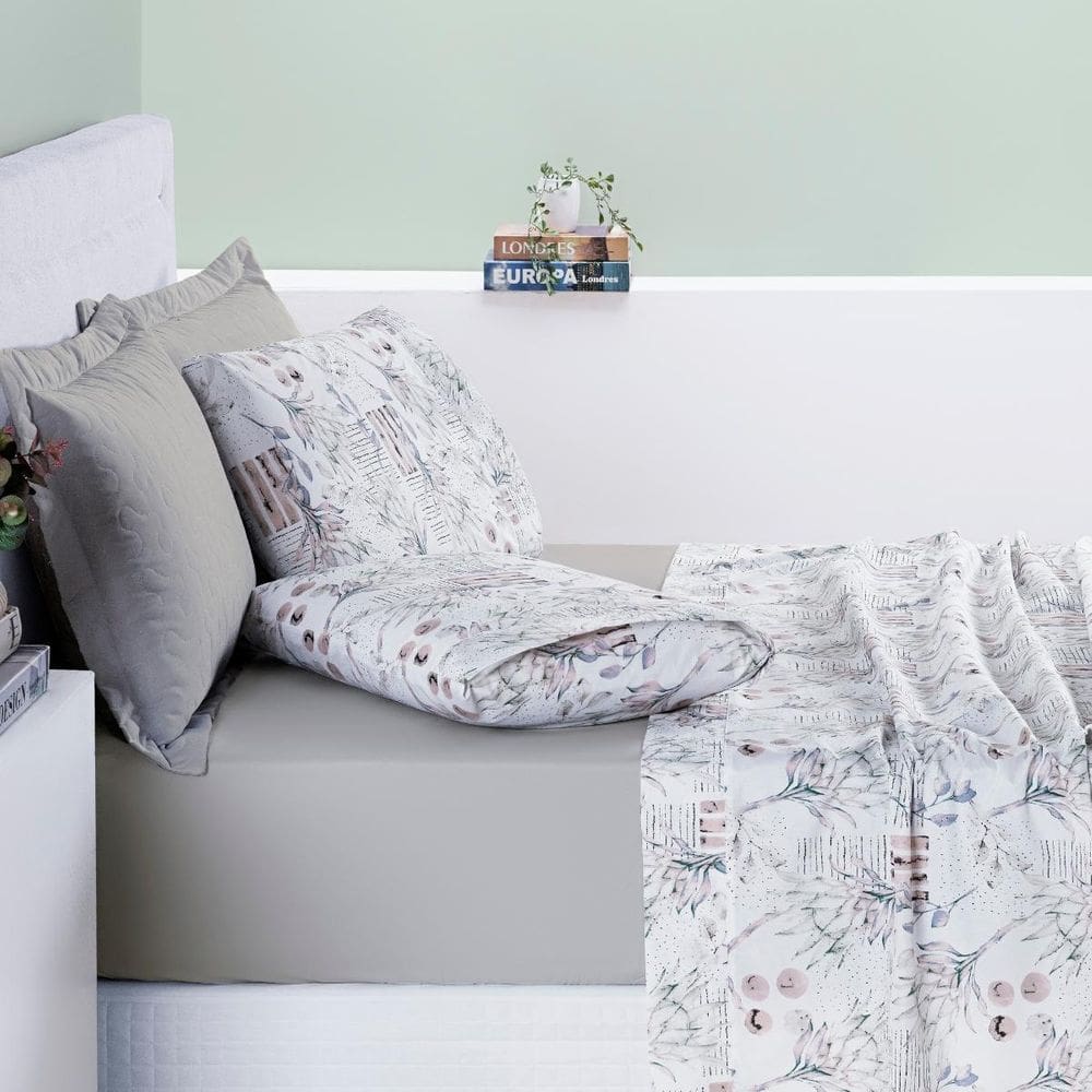 Conjunto Cama King Size Selin Lençol Estampado 100% Algodao