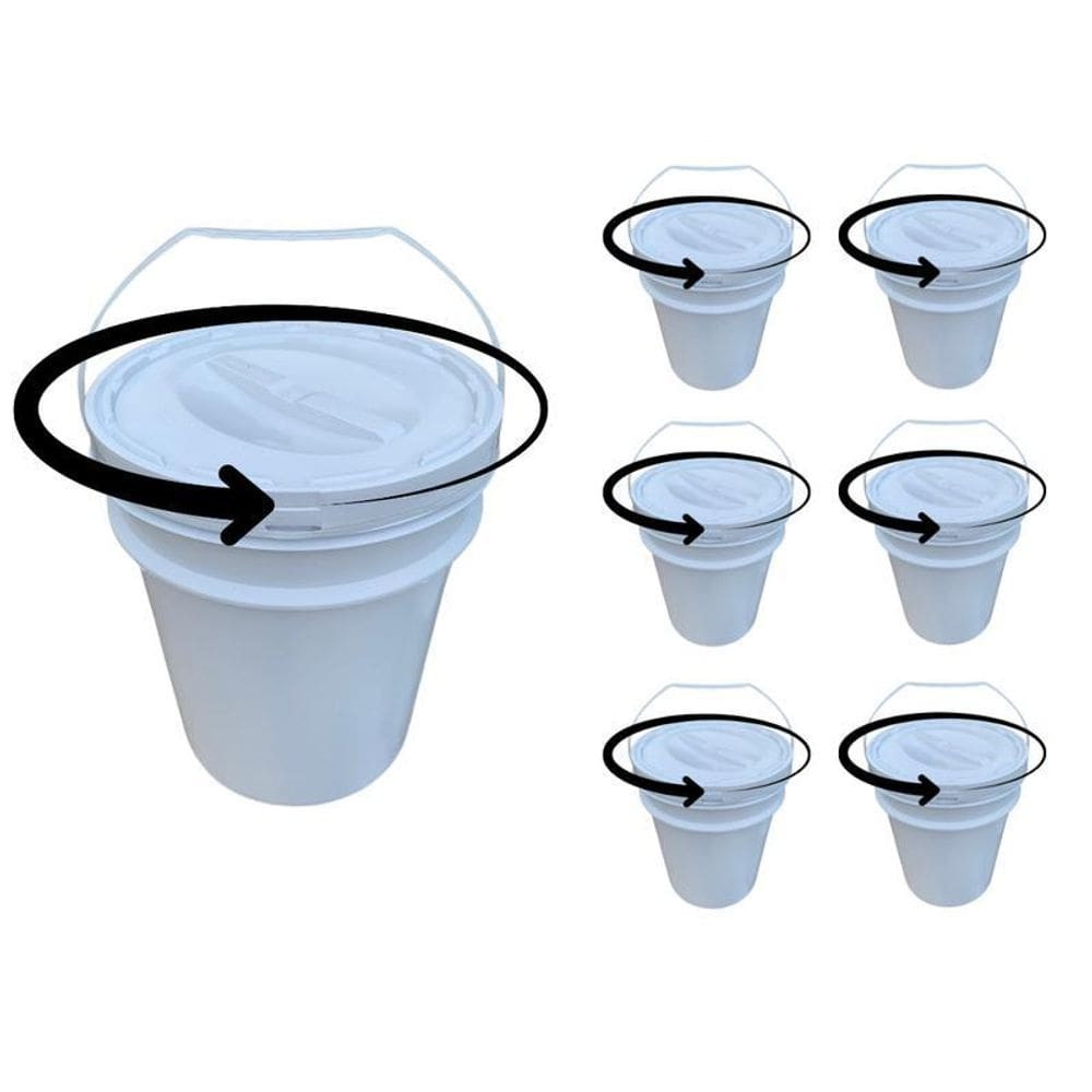 Balde Plástico 20L Tampa Rosqueavel Para Ração - Kit 6 Pçs
