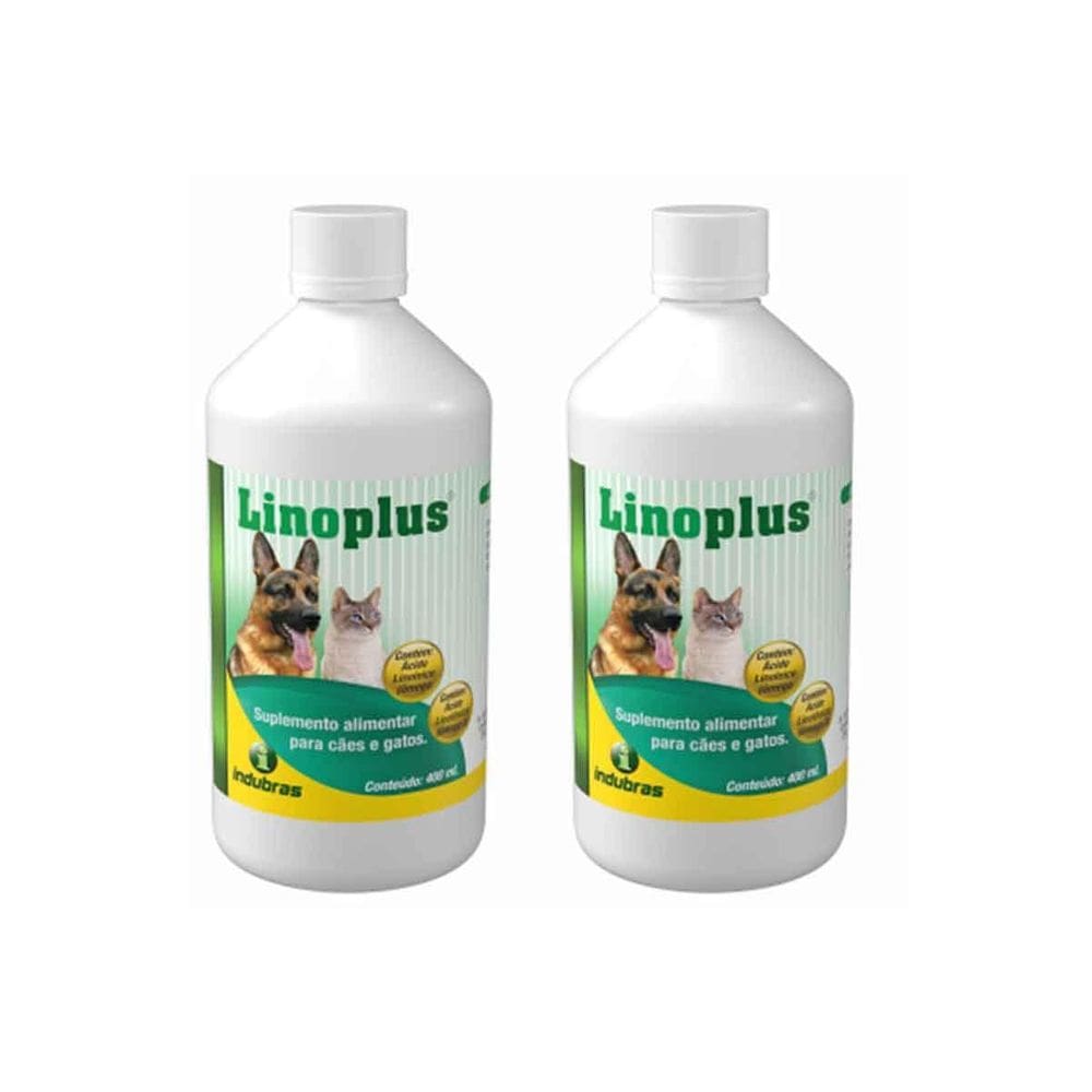 Kit 2X Linoplus 400 Ml Indubras Suplemento Para Cães E Gatos