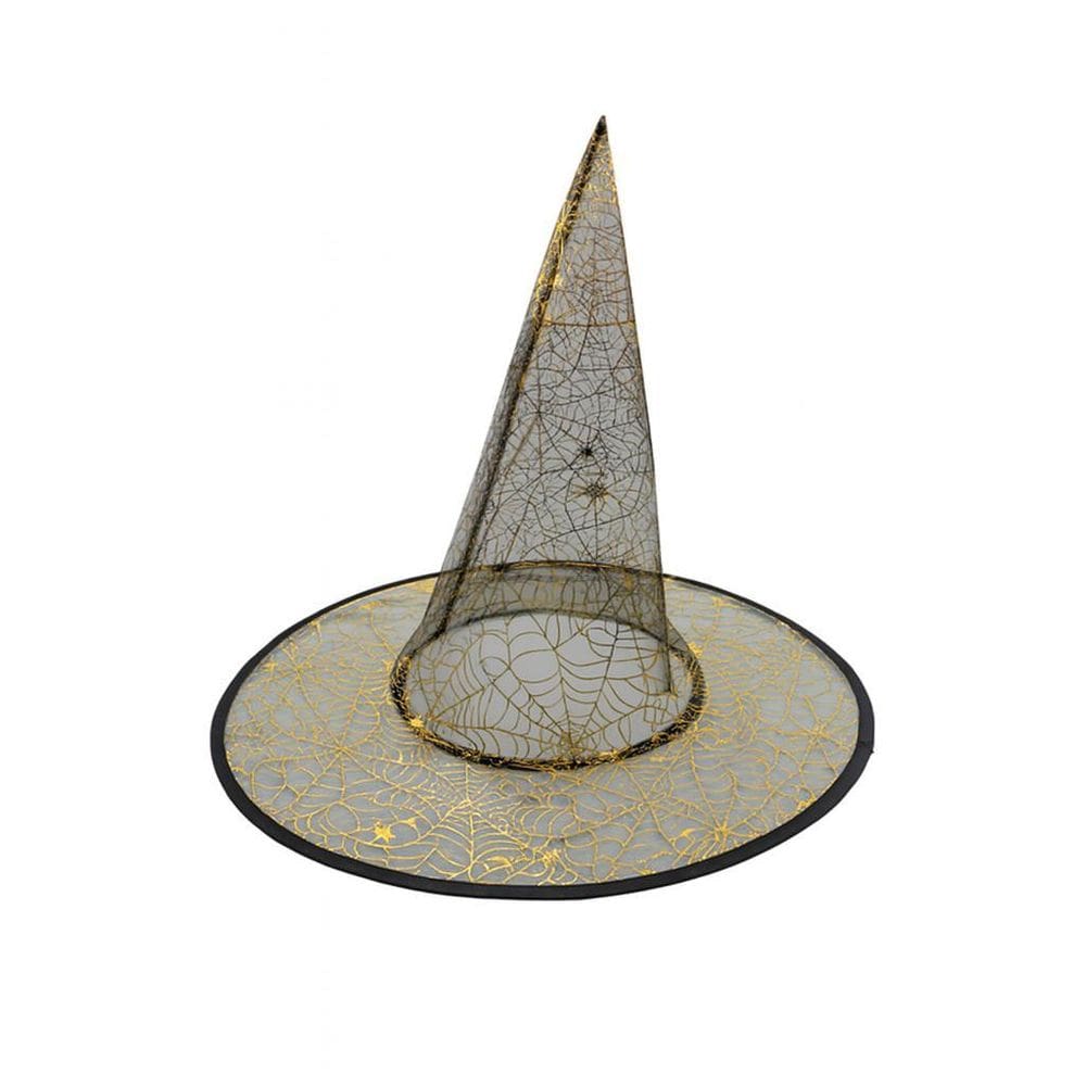 Chapeu Bruxa Tule Halloween Aranhas