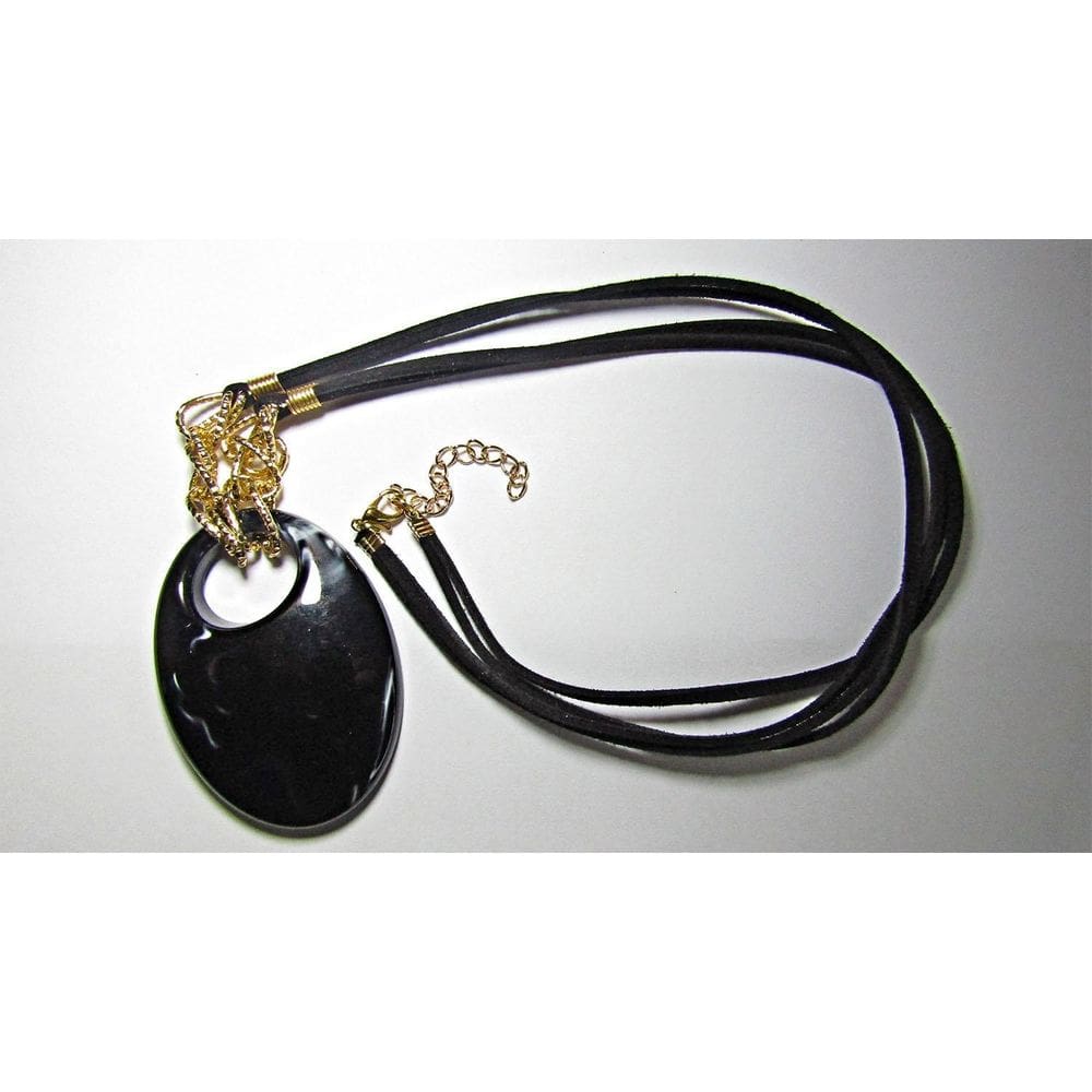 Colar Artesanal Pingente De Acrílico E Cordão De Camurça G