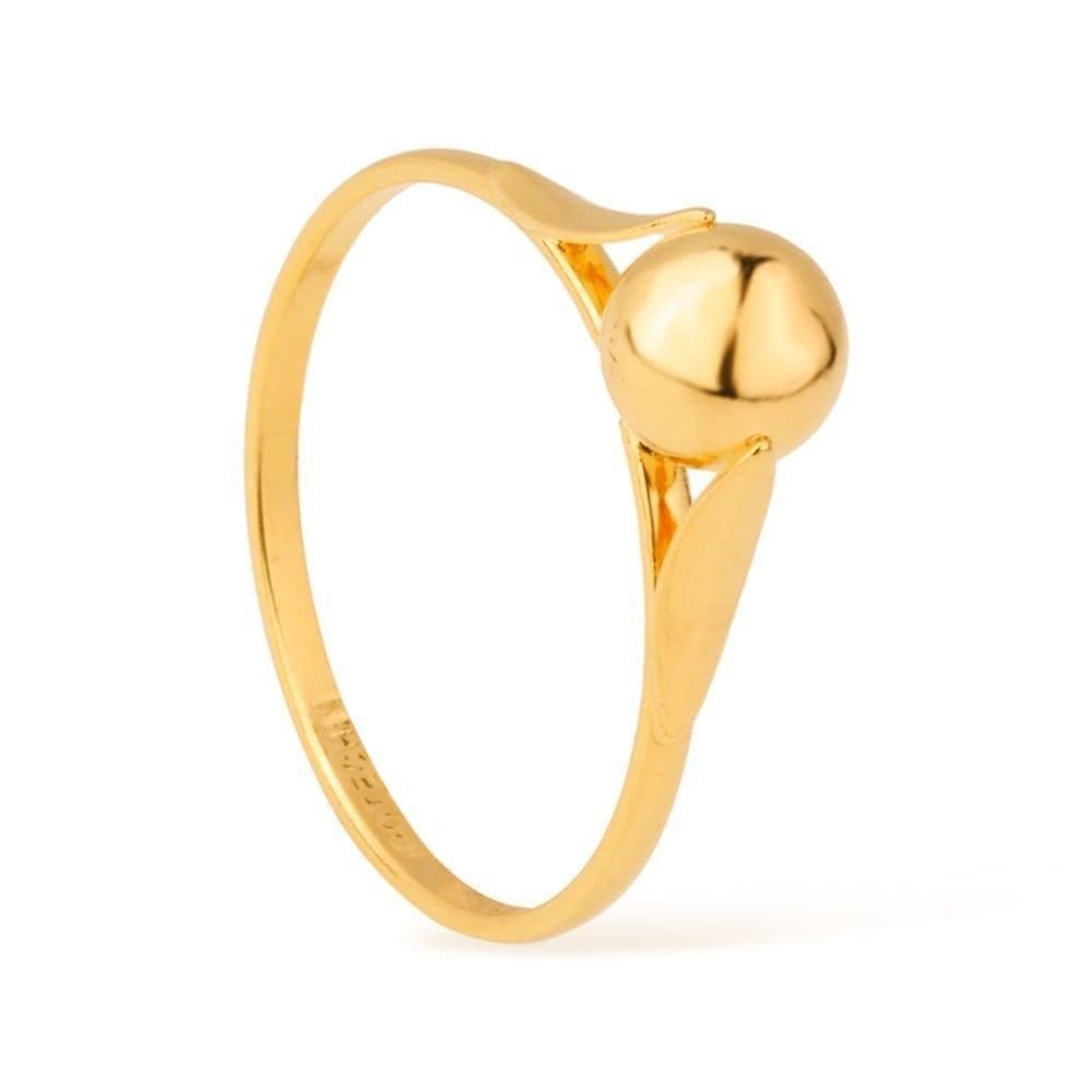 Anel Dourado Solitário Com Bola