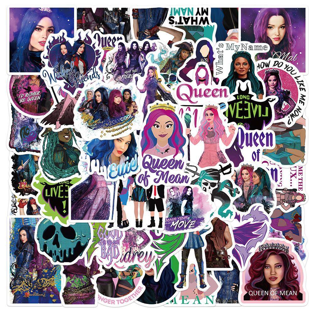 Adesivos Descendants, vinil impermeável, anime, 50 unidades/lote