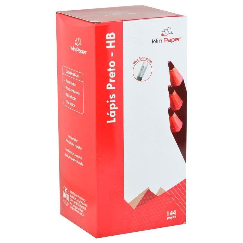 Lápis Hb Preto Com Borracha 144 Peças