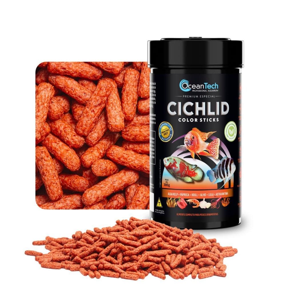 Ração Ocean Tech Cichlid Color Sticks 300G