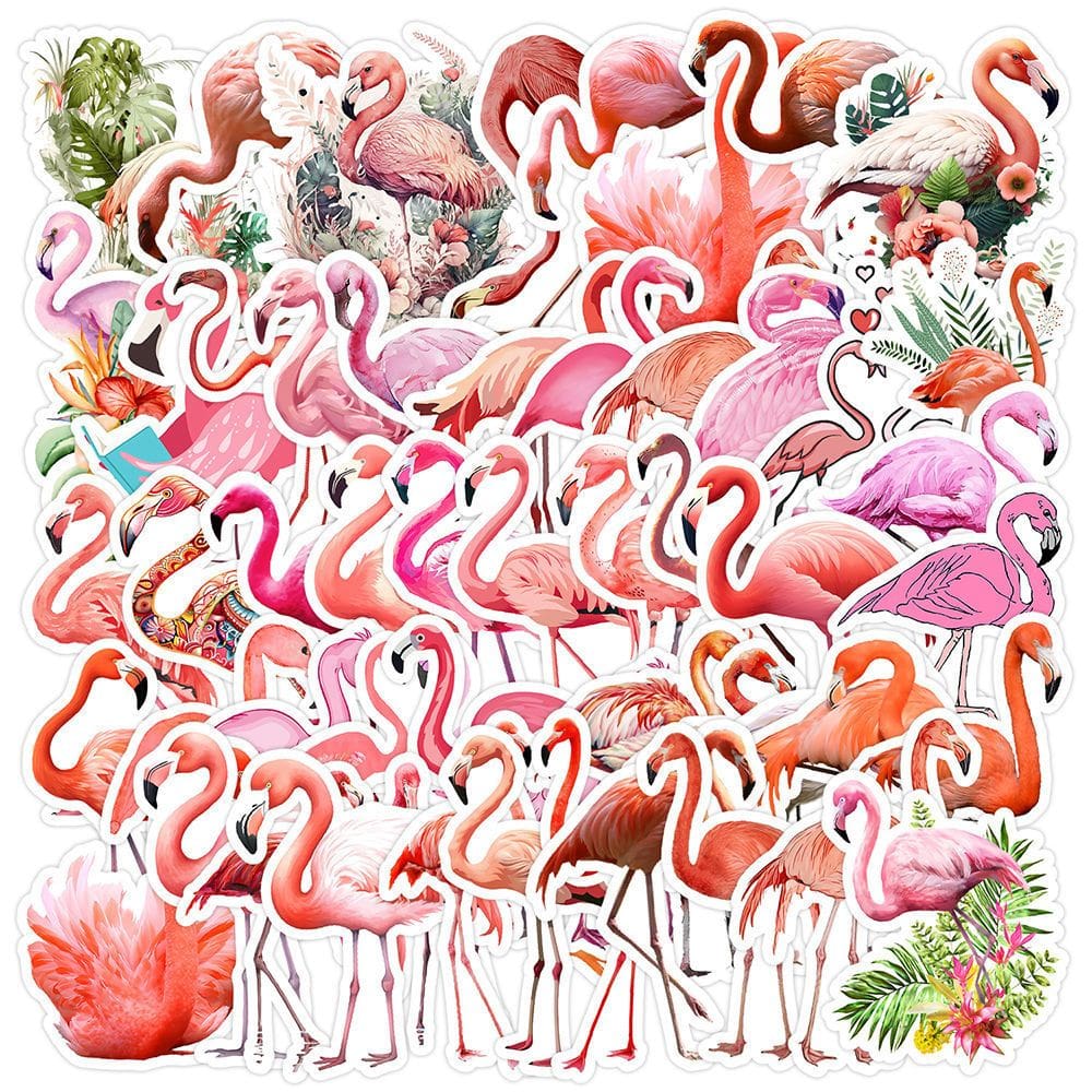 Adesivos Flamingos, vinil impermeável, anime, 50 unidades/lote, 5-7 cm
