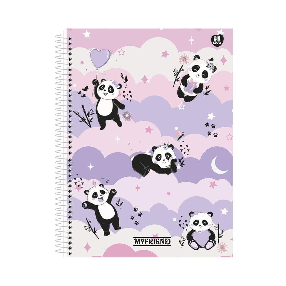 Caderno Pandinha My Friend Escolar Capa Dura 80Fs Nuvem