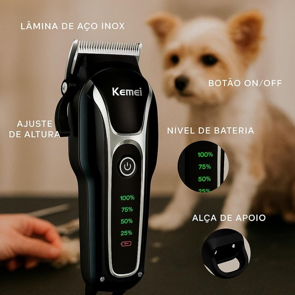 Maquininha Kemei Pet Com Display Digital