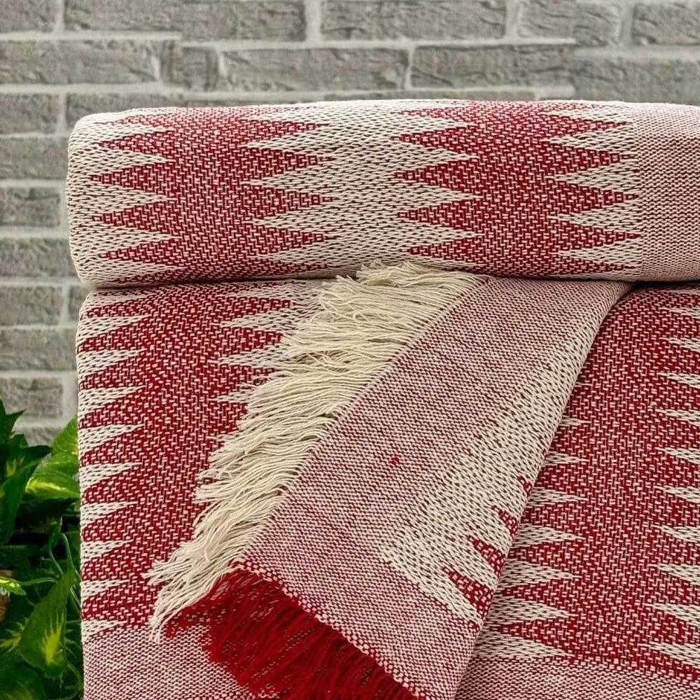 Manta Para Sofá Chevron 140cm X 170cm Vermelho