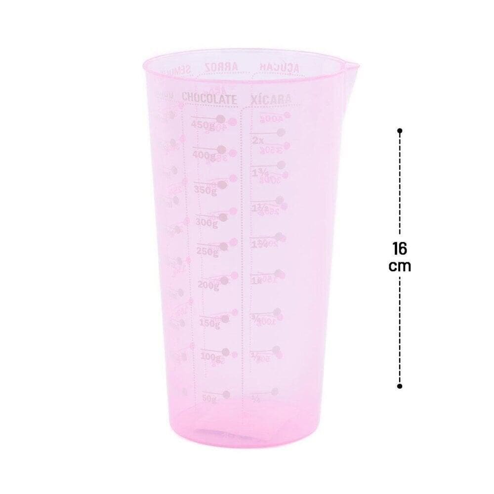 Copo Medidor de Plástico 570ml Rosa - Tudo em Caixa