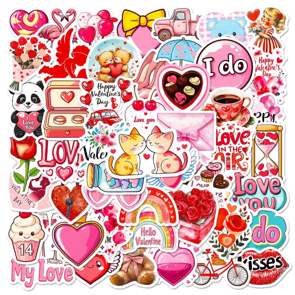 Adesivos rosa Valentines Days Loves à prova d`água 50 unidades/lote