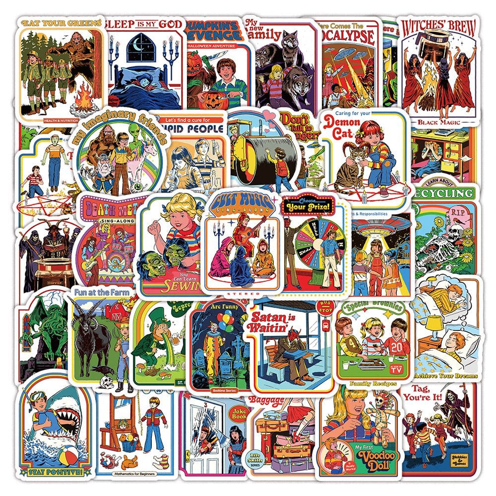 Adesivos, pôsteres Americans Horrors, vinil impermeável, 50 unidades