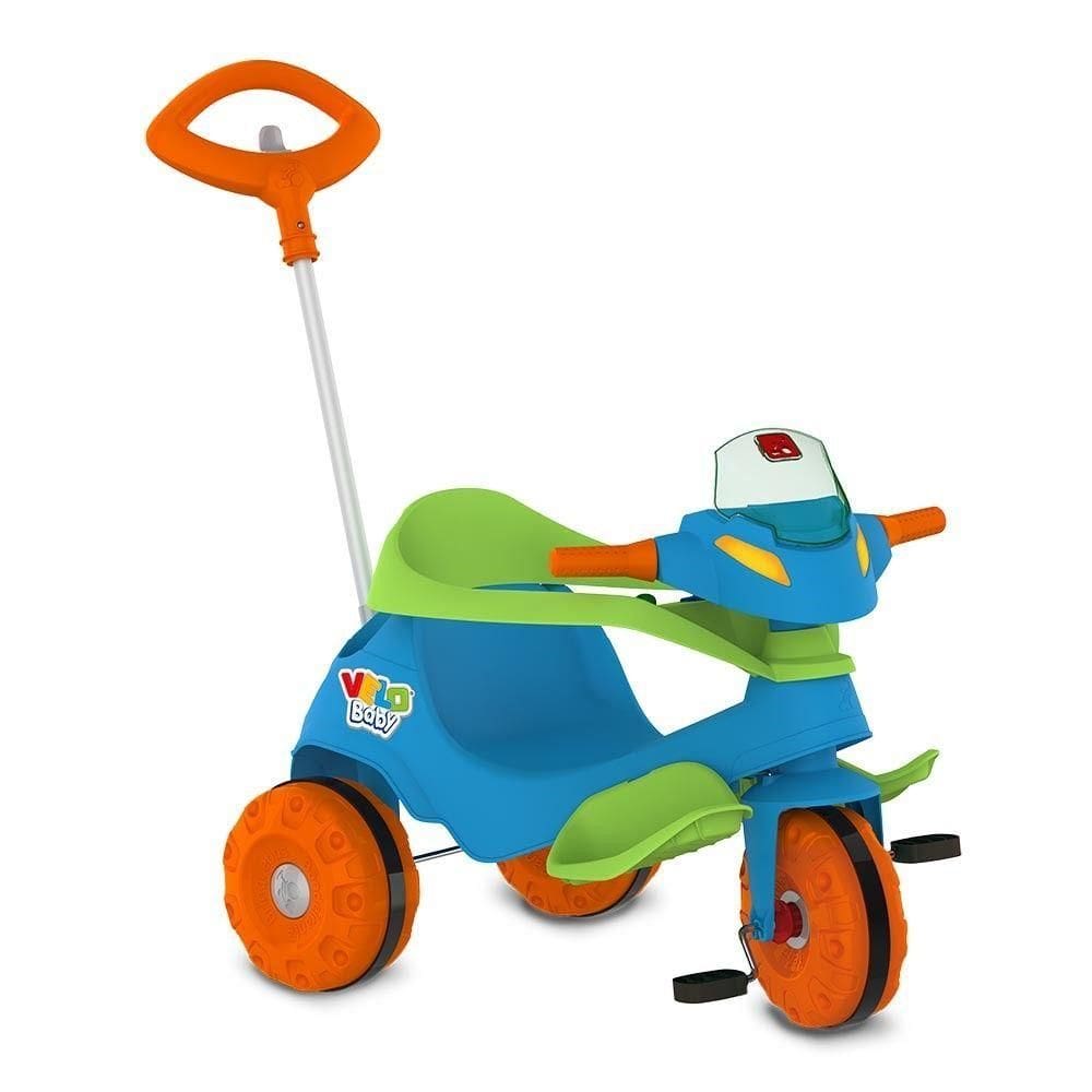 Triciclo Velobaby Passeio E Pedal Azul Bandeirante