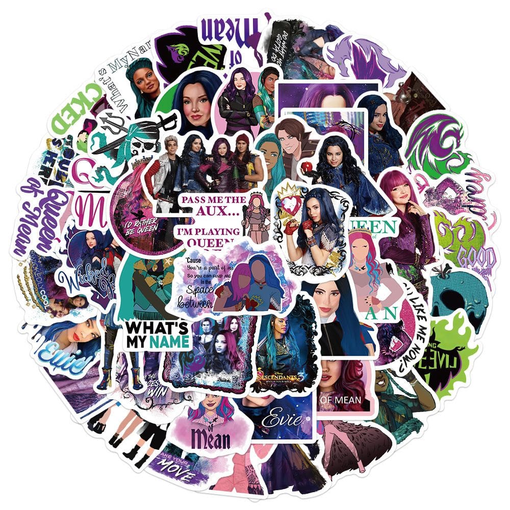 Adesivos Descendants, vinil impermeável, anime, 50 unidades/lote