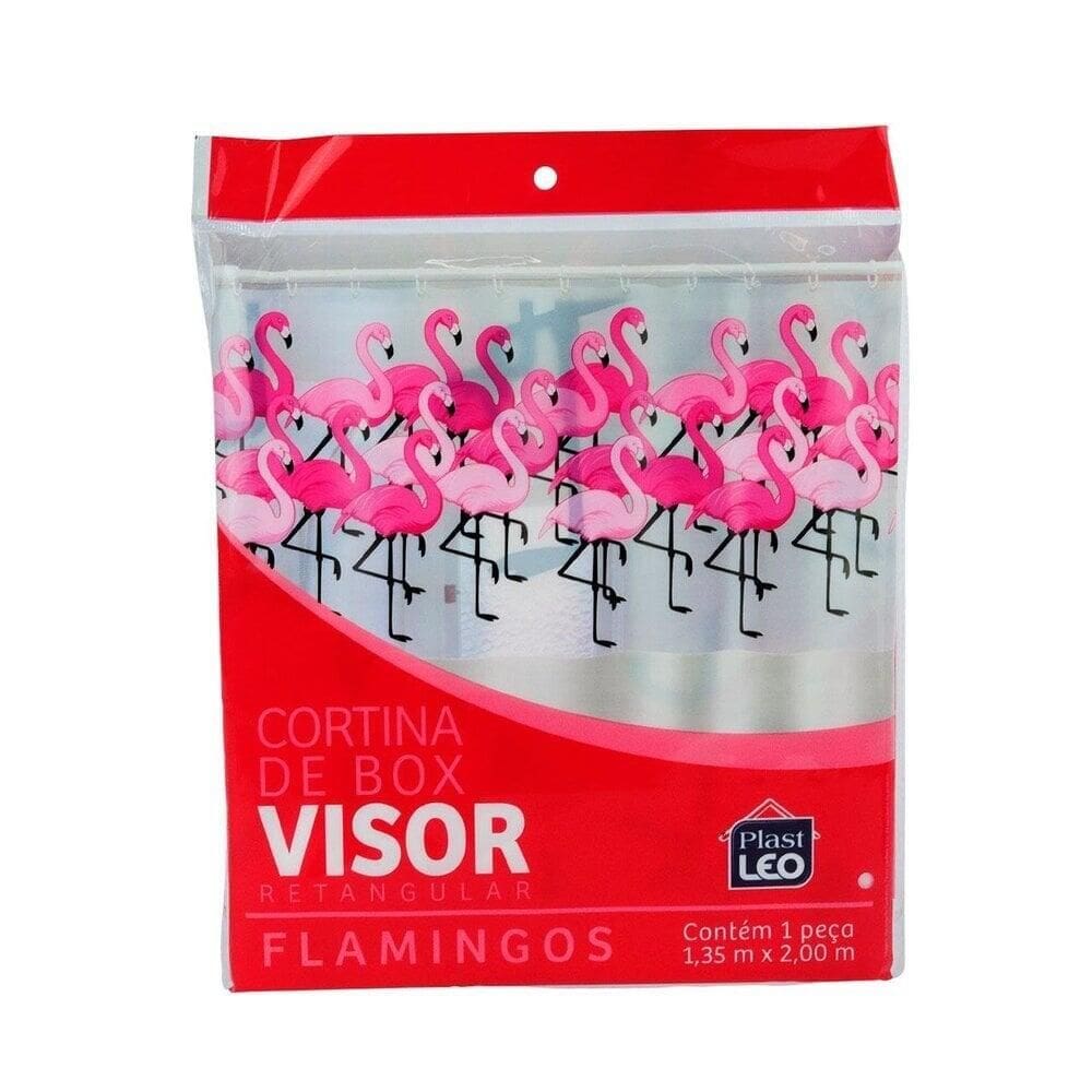 Cortina de Banheiro 200x135cm Vinil Visor Flamingo - Tudo em Caixa