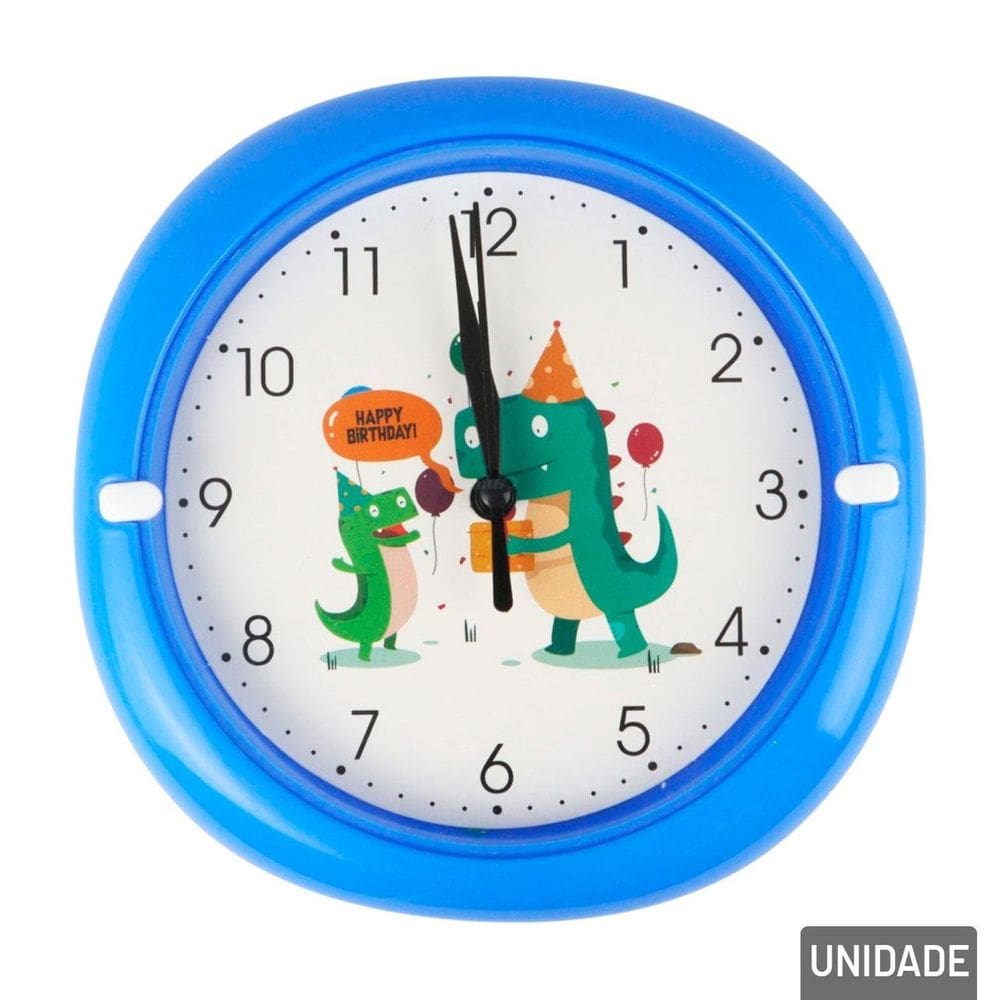 Relógio Analógico de Parede 17cm Redondo Dino - Tudo em Caixa
