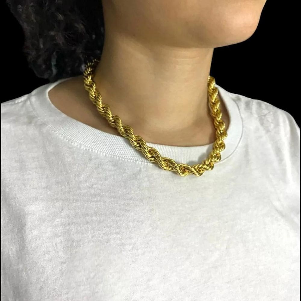 Cordão Baiano 10Mm - Banhado A Ouro 18K