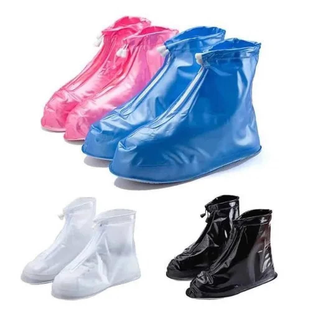Capa De Chuva Sapato Tenis Moto Protetor Impermeavel Bota Ajustavel Com Ziper Motoqueiro Calcados Trilha Cor:azul;uso:l
