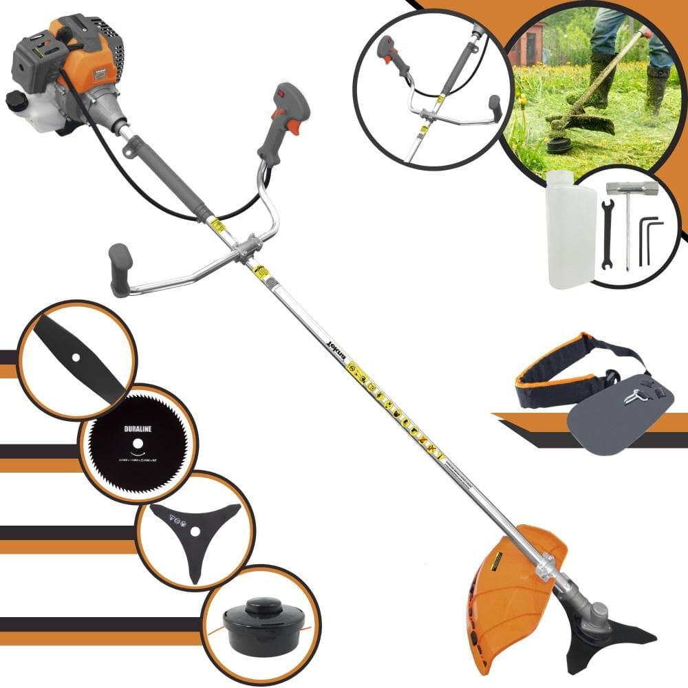 Roçadeira Profissional Completa Tekna RL520-P À Gasolina 2 Tempos 52cc 10.000rpm 2HP de Potência Com Kit 3 Lâminas de Corte e Cabeçote de Nylon
