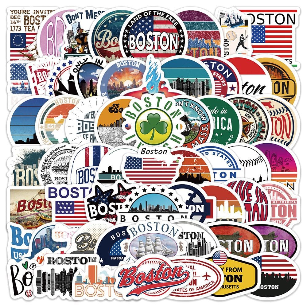 Adesivos Americans Boston, vinil impermeável, anime, 60 unidades