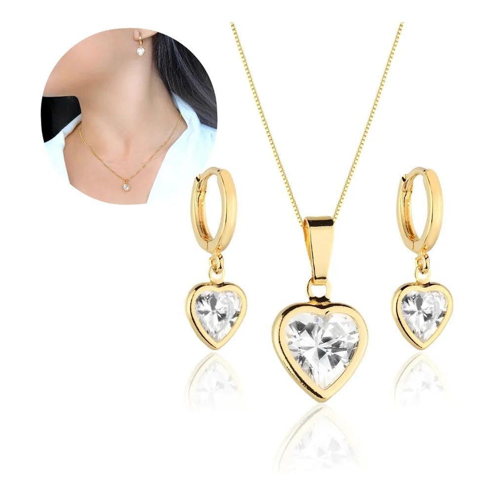 Kit Brinco Corrente Feminina Festa Casamento Noivado Coração