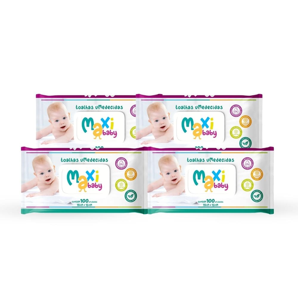 Kit 5 Toalhas Umedecidas Hipoalergênico 100un Cada Maxi Baby