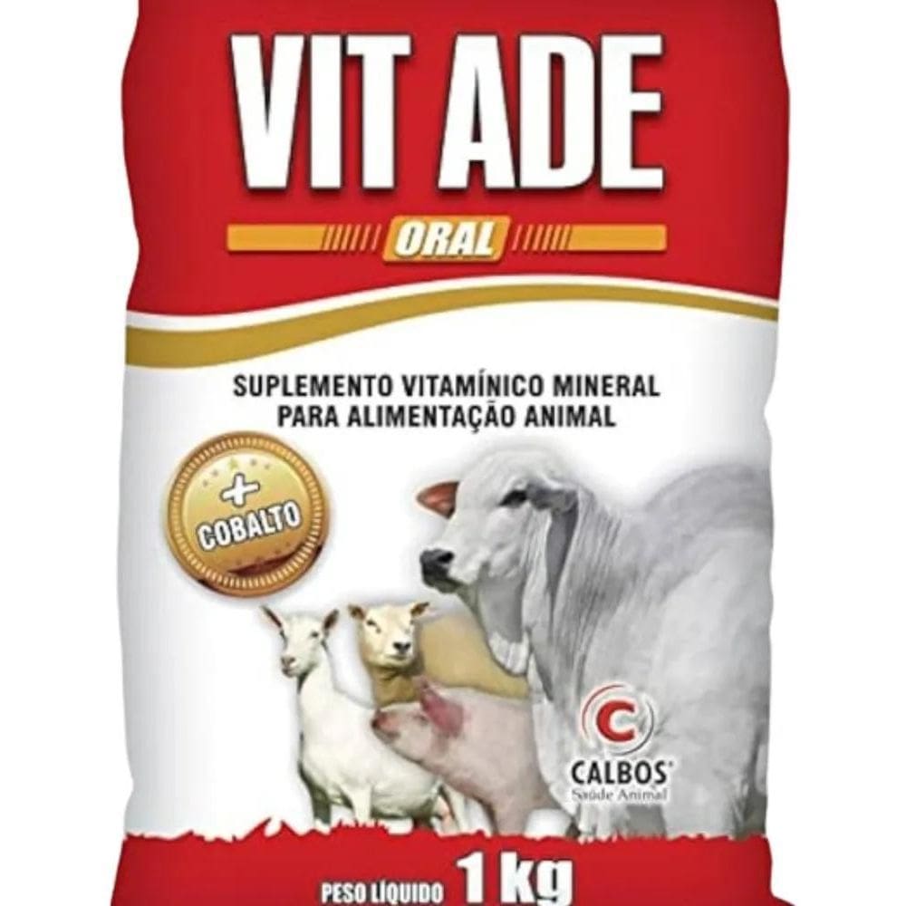 2X Vit Ade Vitamínico 1Kg Calbos Misturar Sal/Ração Suínos A