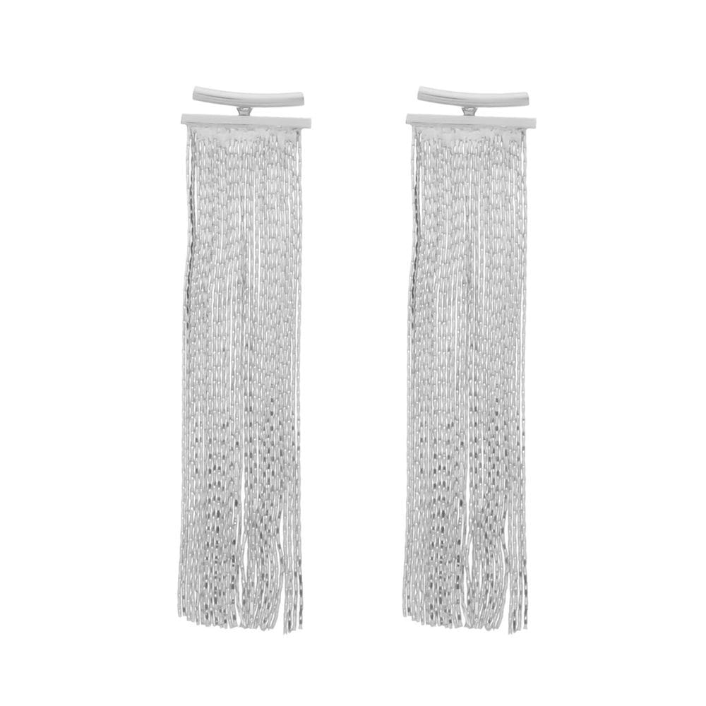 Brinco Prateado De Franja