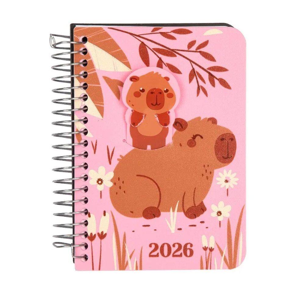 Agenda 2026 Média Zoo Capivara Removivel Confetti