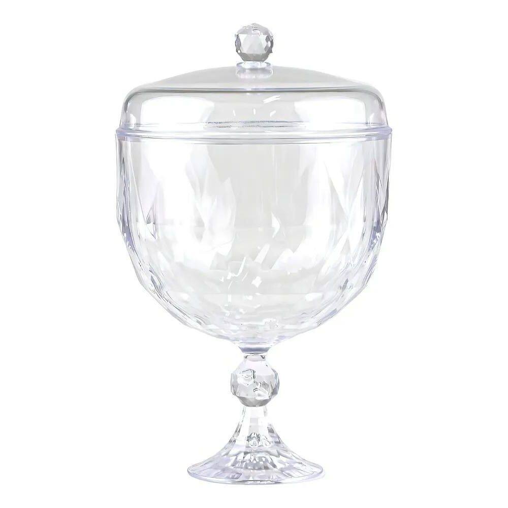 2X Taça Para Pavê Sobremesa Acrílico 1250Ml Com Tampa Diaman