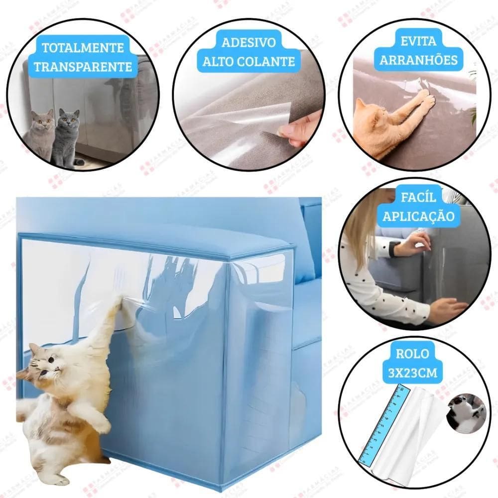 2X Protetor Sofa Gato Canto Arranhador Adesivo Transparente