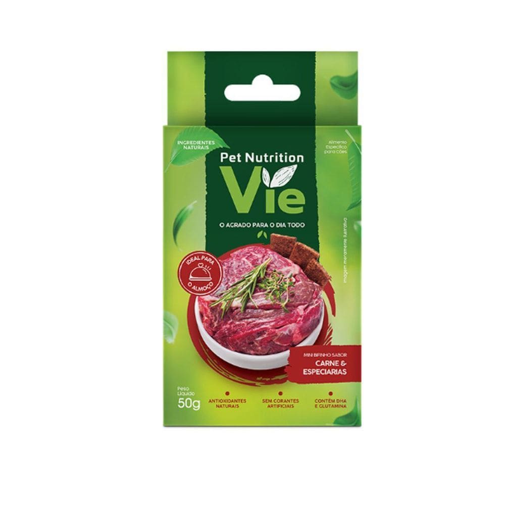 Petisco Pet Nutrition Vie Para Cães Carne E Especiarias 50G