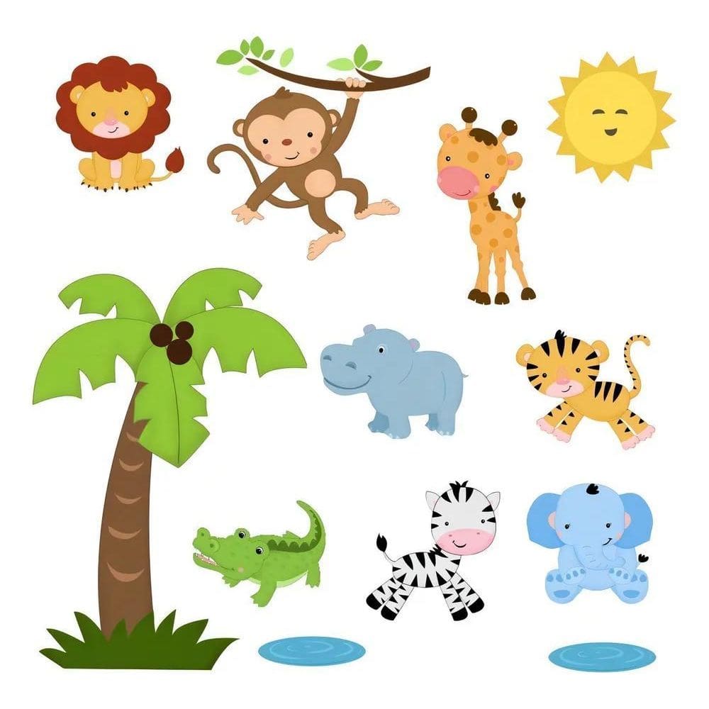 2X Adesivo Parede Infantil Safarí Cor Outro Fama Adesivos